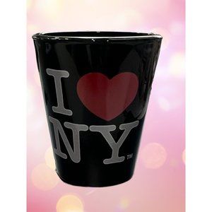 I Love New York Shot Glass Black Red Heart Spellout 2.5" tall NWT